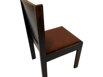 Art Deco Modernist Side Chair with Leather Seat, 1930s